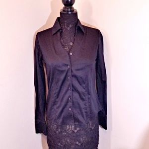 <3 COLDWATER CREEK BLACK BUTTON DOWN WOMENS SIZE 4